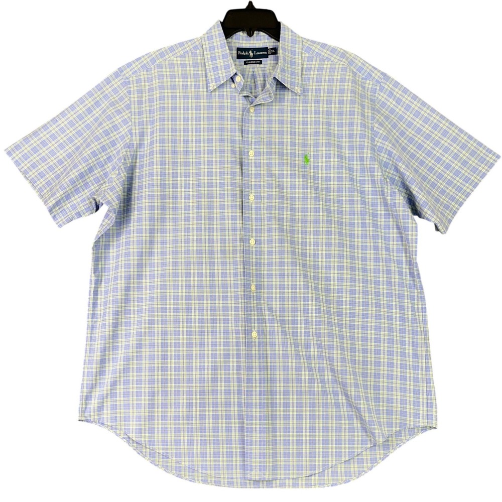 Ralph Lauren shirt mens XL classic fit plaid workwear office prep y2k streetwear